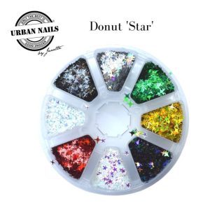 Urban Donut star in een handig doosje 8 kleuren sterretjes glitter
