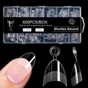 Urban nails tip box Clear Shorties: Almond 600 pcs 12 sizes