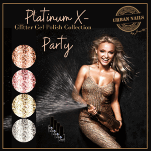 Urban Nails Gel Polish Platinum X-Party Glitter Duo 4 x 15ml TPO Free