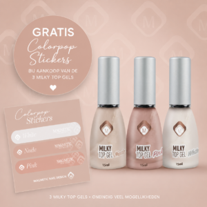 Magnetic Milky Top gels 15ml set 3 kleuren incl. gratis Colorpop Stickers 240006 (verkrijgbaar vanaf 6 juni)