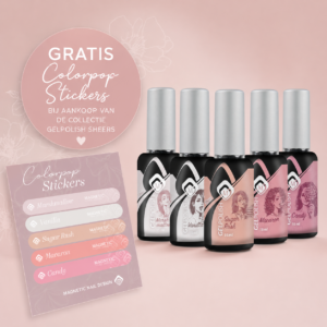 Magnetic Gelpolish Sheers set 5 kleuren incl. gratis Colorpop Stickers 240008 (verkrijgbaar vanaf 6 juni)