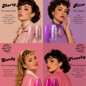 Urban Nails Gel Polish Duo Set 1x Frenchy - 1x Marty - 1x Sandy -1x Rizzo + gratis haarband