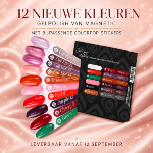 Magnetic Gelpolish Complete set van 12 kleuren + GRATIS Colorpop stickers sept 2026